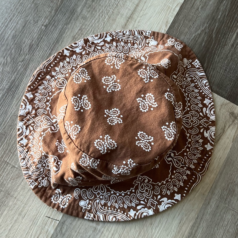 Free People Brown Paisley Reversible Bucket Hat - Picture 7 of 9